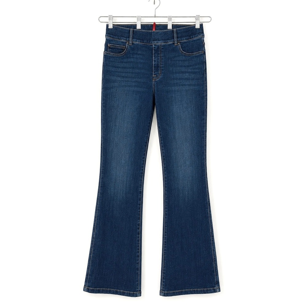 Spanx Flare Jeans 1X/1T 33" Inseam Midnight Blue High Rise Pull On 20327R
